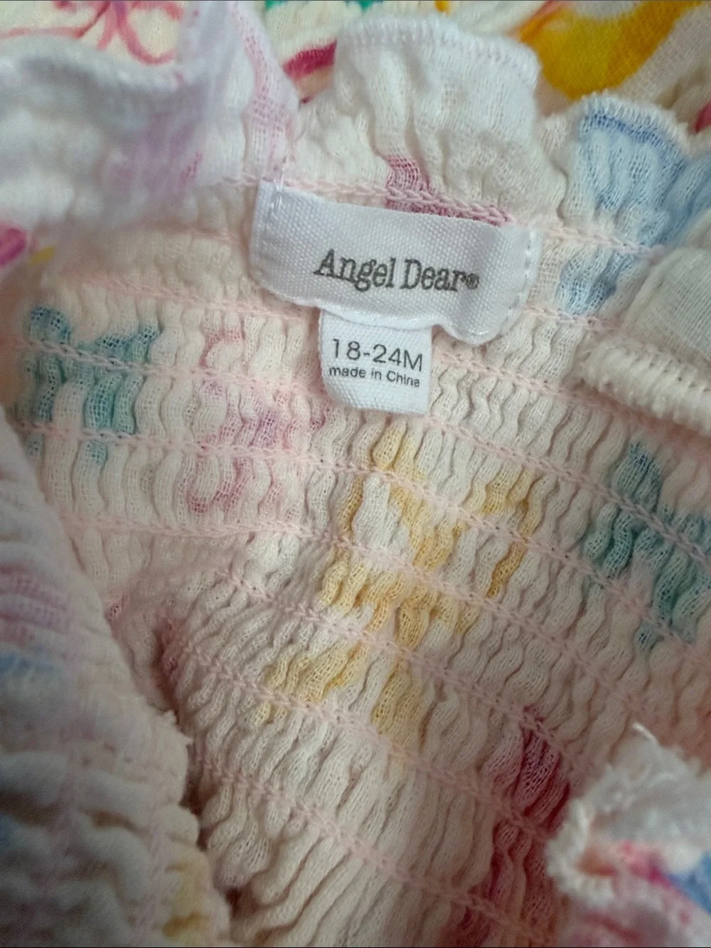 Angel Dear Cream Bow Print Tank Dress & Bloomers Set with Multicolor Bows